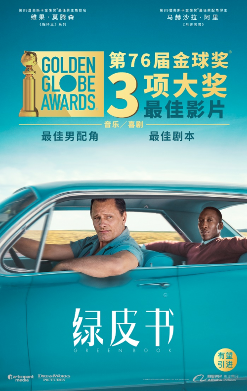 《绿皮书》折桂金球奖最佳影片等三大奖，阿里影业联合出品今年有望引进内地