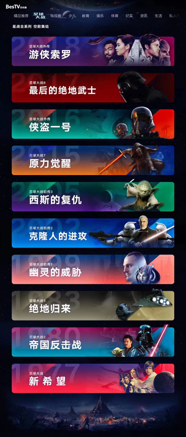 科幻大作《星球大战》全系列重磅登陆百视通全平台